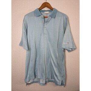 Peter Millar Polo Shirt Men's Size Large Blue 100% Cotton Short Sleeve Golf EUC
